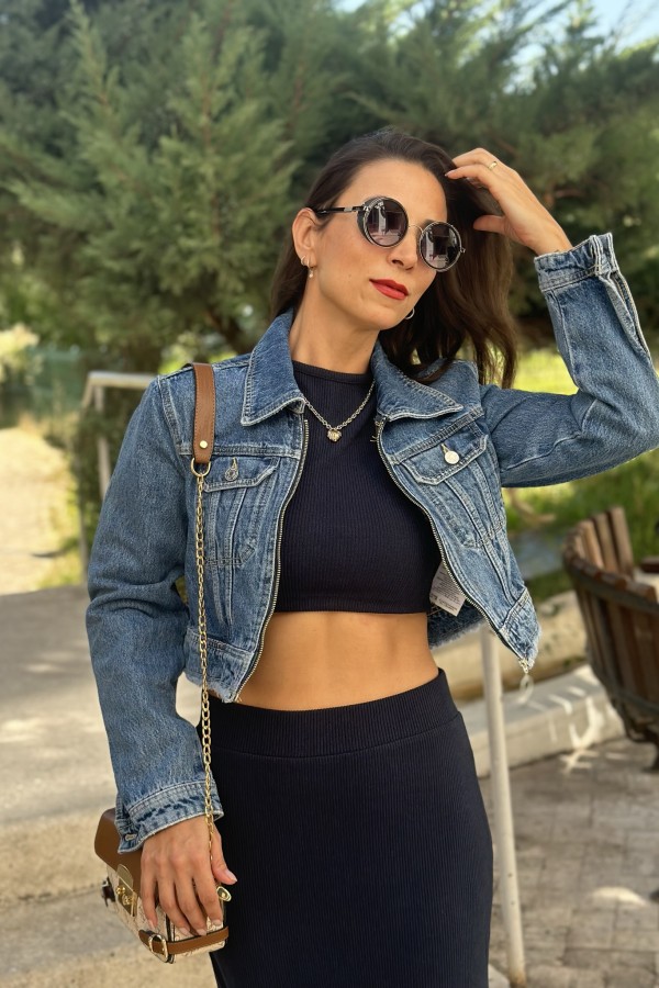 Denim Ceket Fermuarlı 